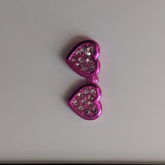 Betsey Johnson Pink Double Heart  Earrings - Picture 2 of 4